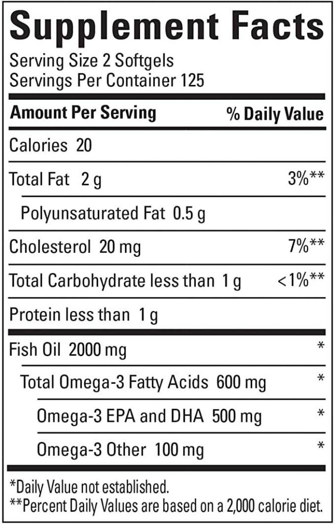 Omega 3 Fish Oil Supplement Facts